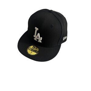 New Era 59FIFTY Los Angeles Dodgers Black Fitted Cap Size 7